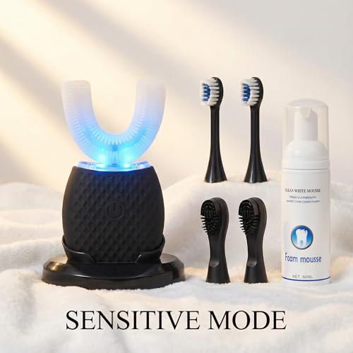 U Shaped Electric Toothbrush for Adults Daily Oral Care Deep Black