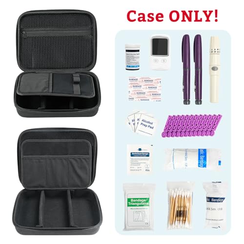ProCase Diabetes Travel Case for Diabetic Supplies -Black Large Storage Case(10.5" x 8.5" x 2.8") Black