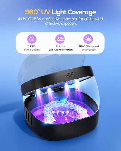 Nulaxy UVC Retainer Case with Fan, Dual Vent Holes & Built-in Mirror, Black