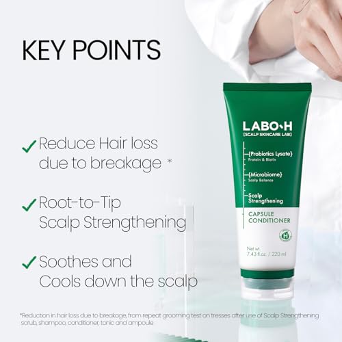 LABO.H Scalp Strengthening Capsule Conditioner for Hair Growth & Anti-Loss | Vegan Treatment with Vitamin C, Biotin, Caffeine and Rosemary Oil, Instant Softening & Nourishing, Korean, 7.43 Fl. oz.