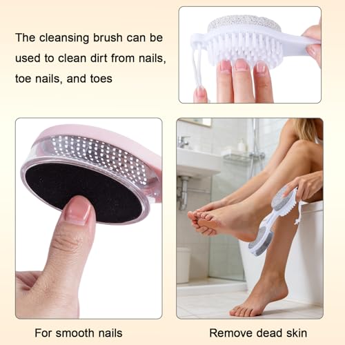 Foot Scrubber Brush with Pumice Stone for Feet Callus Remover Pedicure Tool Pink