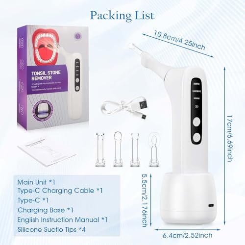 Upgraded Electronic Tonsil Stone Remover with 3-Speed Vacuum & LED Light