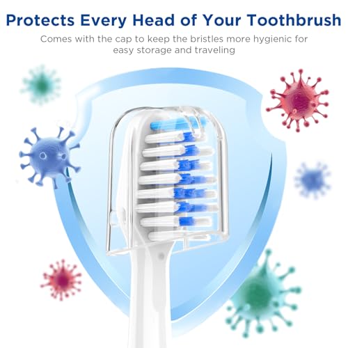 8 Pack Toothbrush Replacement Heads for Waterpik Sensonic Complete Care CC-04CD010-1, and for Waterpik Sensonic Electric Toothbrush STW-03W020/STW-03W027, with Cover for White STWB-3WW-B 8 Pack Without Case