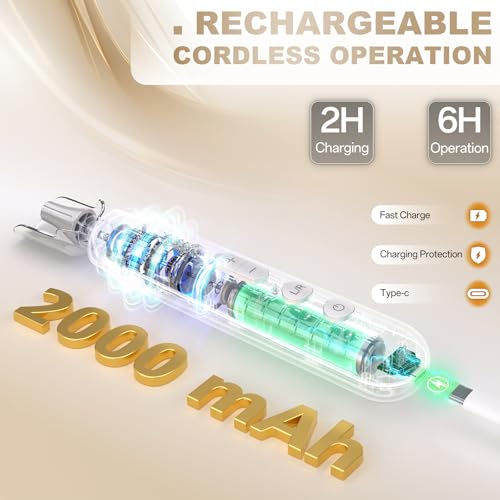 Electric Nail File Drill 2000 mAh Cordless Rechargeable Nail Filer LED Lamp Golden