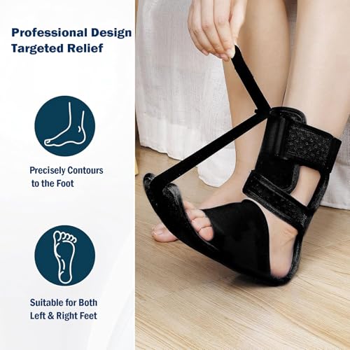 Plantar Fasciitis Night Splint for Men & Women, Adjustable Foot Drop Brace with Arch Support, Relief for Achilles Tendonitis, Heel Spur Pain - Day & Night Use (Blue) Blue