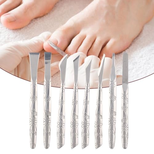 Pedicure Knife Set for Feet, 8Pcs Nail Knife for Ingrown Nails, Stainless Steel Podiatry Tools Professional with PU Leather Box, Callus Scraper Set for Care Feet Grooming
