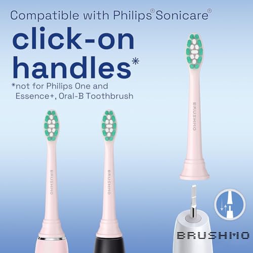 Brushmo Plaque Control Replacement Toothbrush Heads Compatible for Philips Sonicare HX9023 Pink Bundle with Brushmo Black Woven Expanding Dental Floss, Natural Wax to Prevent Gum Disease