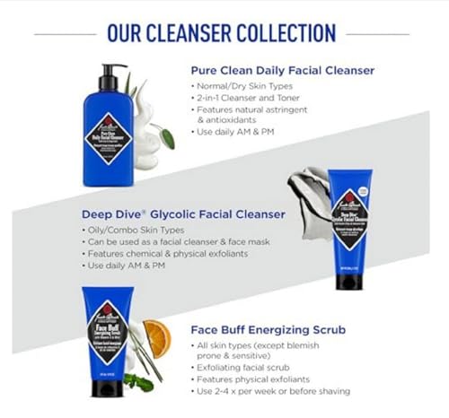 Jack Black Pure Clean Daily Facial Cleanser, Men's Sulfate-Free Face Wash, Hydrating Facial Cleanser & Toner, Removes Dirt & Oil, For All Skin Types 6 Fl Oz (Pack of 1)