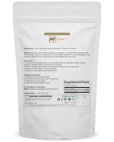 100% Natural Oak Gall Powder 0.5 lbs / 227 GMS | Quercus Infectoria/Majuphal or Manjuphal