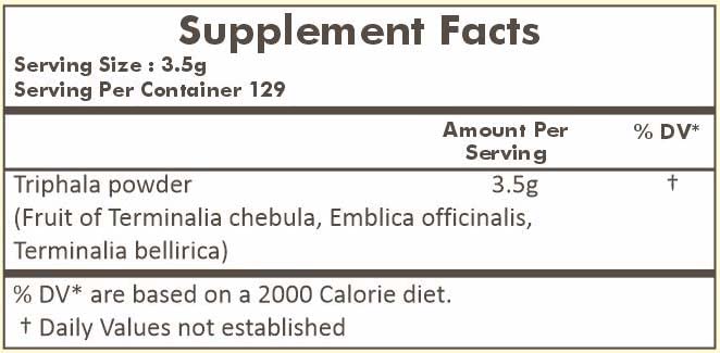 HERBAL HILLS Triphala Powder | 16 Oz (454 GMS) | Formula of Amla Haritaki & Bibhitaki (1 Pound (Pack of 1)) 1 Pound (Pack of 1) - BeesActive Australia