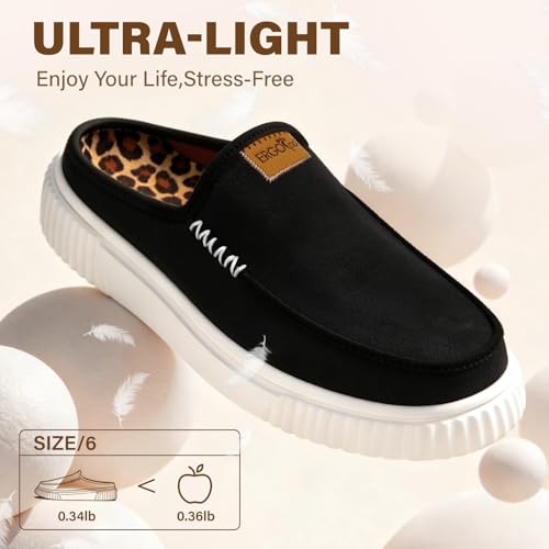 ERGOfoot Womens Slippers with Arch Support,Slip On Clogs,Anti-Skid 8 Black
