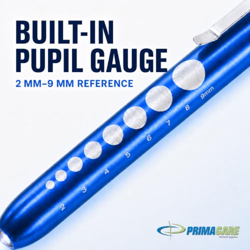 Primacare DL-9326 LED Medical Pen Lights for Nurses, Pupil Gauge, 3 Pack