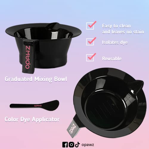 OPAWZ 16Pcs Hair Dye Coloring Kit, Brush and Mixing Bowl Set, Hair Dye Tools Kit, Include Mixing Bowl, Applicator, Clips, Brushes, Comb, Gloves and Reusable Travel Bag for DIY Salon
