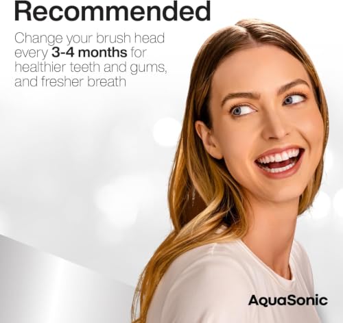 AquaSonic Genuine Proflex Replacement Brush Heads | ADA Accepted | for Whiter Teeth & Gum Care | Compatible with Many AquaSonic Toothbrush Handles (8 Pack Black) 8 Pack Black 8 Count (Pack of 1)