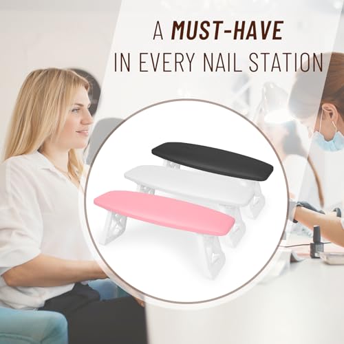 15.2 Inches Big Nail Arm Rest Hand Rest Stand, Nails Tech Must Have Supplies, Professional Foldable Soft Microfiber Leather Foot Hand Stand Cushion Pillow for Manicure Station, Black