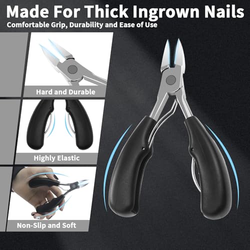 Toenail Clippers, Professional Heavy Duty Nail Clippers, 4 in 1 Stainless Steel Professional Toe Nail Clippers for Thick Toenails, Seniors Thick Toenails/Ingrown Toenail Treatment, Men and Women
