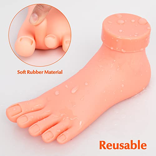 Krofaue 1 Pair Fake Foot Model, Flexible Soft Silicone Nail Practice 1 Pair Practice Fake Foot