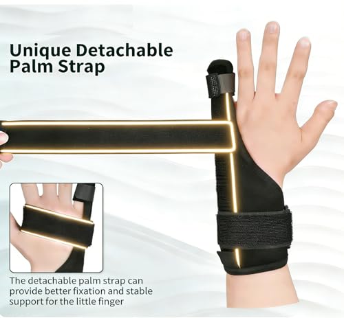 Pinky Finger Splint, Little Finger Support Brace for Metacarpal Fracture, Trigger Finger & Tendonitis, Adjustable Breathable Hand Brace for Pain Relief, Fits Left & Right Hand