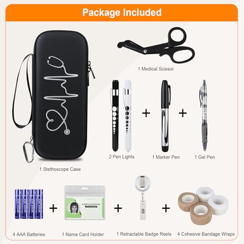 BOVKE Stethoscope Case Nurse Tool Sets Contains Stethoscope Case, Black PU Leather_Black
