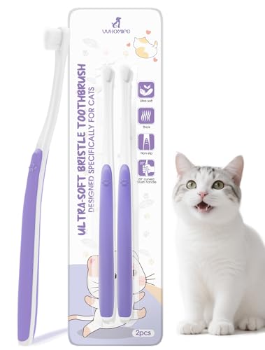 Cat Toothbrush for Kitten Teeth Cleaning + Natural Coconut Oil Cat & Dog Toothpaste