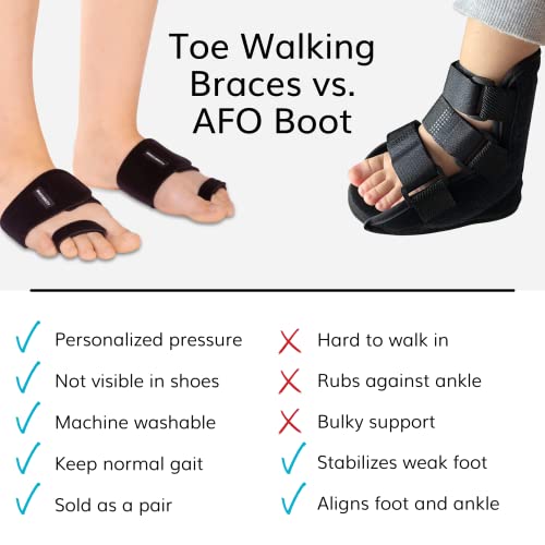 BraceAbility Toe Walking Braces for Kids - Patented Pediatric Foot Supports To Prevent Tip Toe Walking, Cerebral Palsy Equipment, Autism, ADHD, Aspergers, Youth Neurological Disorders (M - Pair) Medium