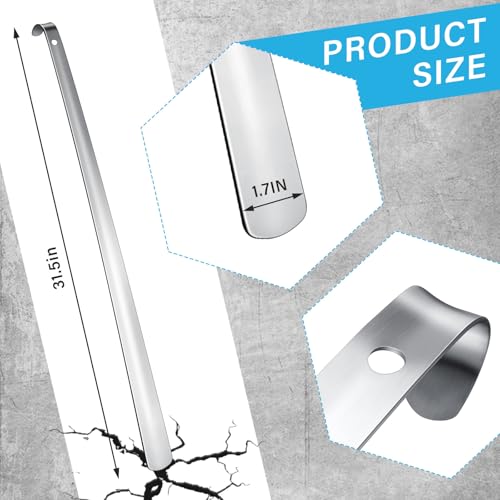 1 Pcs 31.5'' Extra Long Metal Shoe Horn for Elderly, Silver 31.5'' 1