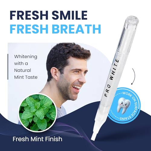 Pro White Teeth Whitening Pen - Peroxide-Free Teeth Whitener with Pap-X Formula - Vegan & Cruelty-Free Paint-On Whitening Teeth Gel for Coffee, Tea & Wine Lovers - 2ml - 2 Pack 1 Count (Pack of 2)