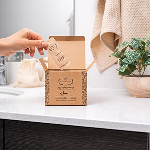 Bleeker and Rowe 100% Biodegradable Individually Wrapped Floss Picks - Eco Friendly Flossers 150 Pack (Biodegradable Bamboo Charcoal Floss)… Biodegradable Bamboo Charcoal Floss
