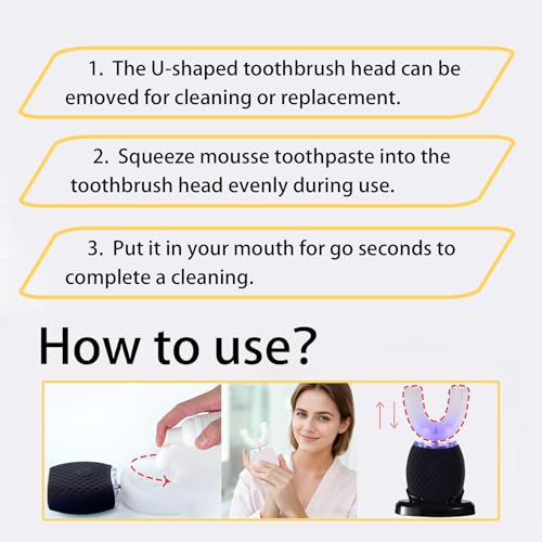 Automatic Toothbrush for Adult Soft Bristles Timer Washable Travel White