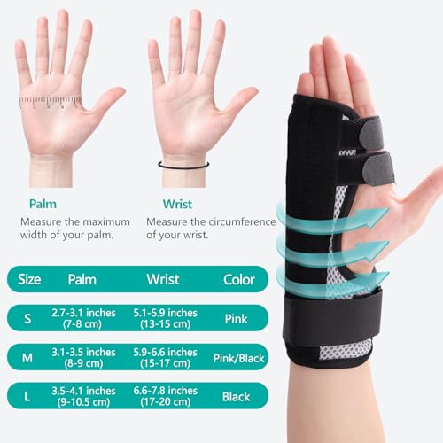 lefeke Trigger Finger Splint, Multi Finger Brace for Middle, Index, Pinky, or Ring Fingers, Hand Brace with Finger Support, Straightening Immobilizer for Broken Fingers, Arthritis, Contractures M Black