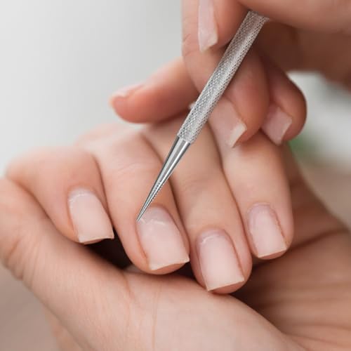2Pcs Nail Cleaning Cuticle Stick Stainless Steel Cuticle Pusher Remover Dead Skin Polish Peeler Cutter Professional Pedicure Nail Art Care Portable Nail Cleaner for Fingernails Toenails Manicure Silver