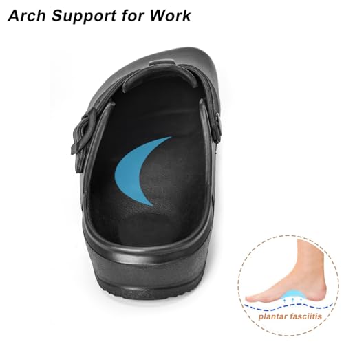 ZXT Arch Support Work Clogs Slip Resistant Shoes for Chef Nurse 6 Women/4 Men Black