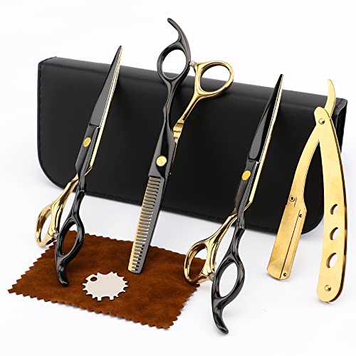 6.7inch Black Gold Hairdressing Hair Cutting Scissors Set