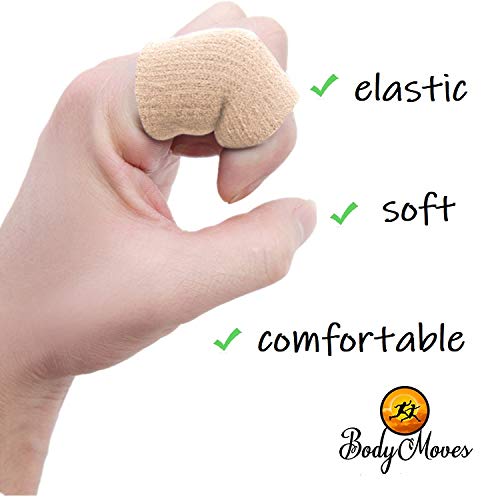 BodyMoves Finger Hot and Cold Ice Pack Plus Adult Finger Brace Splint Sleeve Thumb Support Protector Cushion Pressure Safe Elastic Breathable Stabilizers (Desert Sand) Desert Sand