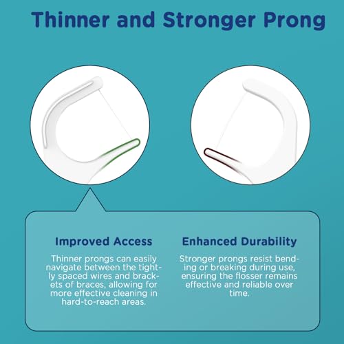 Fremouth 3-in-1 Braces Flossers - Orthodontic Dental Floss Picks, 300 Count 1 Count (Pack of 300)