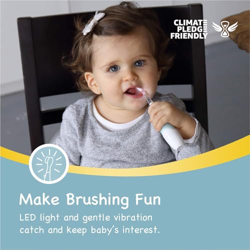 Papablic Baby Oral Care Bundle: Blue Sonic Toothbrush for Teeth (0-3Y) + 40 Disposable Tongue & Gum Cleaners (0-2Y)