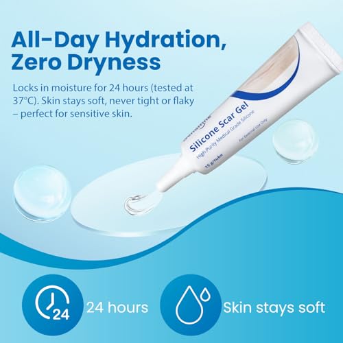 Advanced Scar Gel, Treats New & Old Scars, Reducing the Appearance of Keloid & Bump Scars Caused by Surgery, Acne, Burns, Injury & Stretch Marks-0.53 Oz(15g).