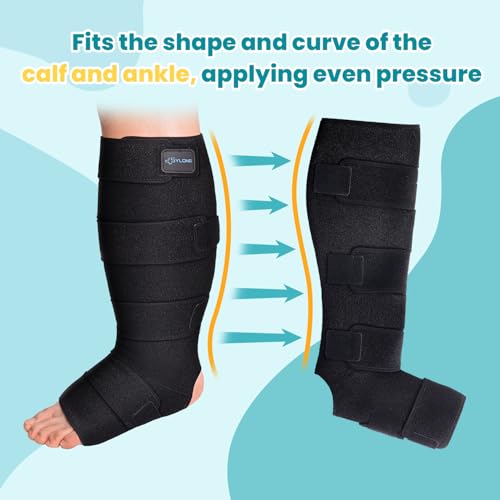 Sylong® Swelling Edema Calf & Foot Compression Wrap Adjustable Sleeve For Lower Leg and Foot Lymphedema Circulation (XL) XL