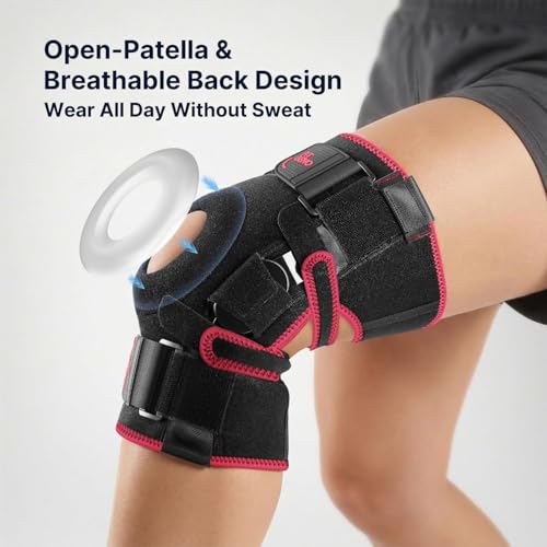 Fit Geno Hinged Knee Brace for Women Knee Pain Relief (M/L/XL) Garnet M/L/XL