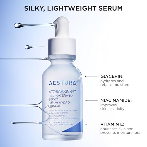 AESTURA ATOBARRIER365 Hydro CERA-HA Korean Face Serum with Ceramides, Hyaluronic Acid & Niacinamide | Lightweight Hydrating Serum for Barrier Repair & Glow For Dry & Sensitive Skin, 30ML / 1.01 fl.oz.