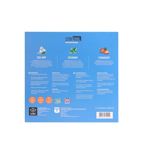 Stay Cool Mint Duo Plus Strawberry Breath Freshener Sprays - Cool Mint, Spearmint, Strawberry 3-Pack
