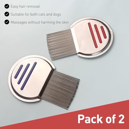 2 Pack Professional Stainless Steel Lice Comb, Reusable Lice and Nit Remover with Improved Precision Teeth, Red and Blue Set, Premium Quality for Effective Lice Removal