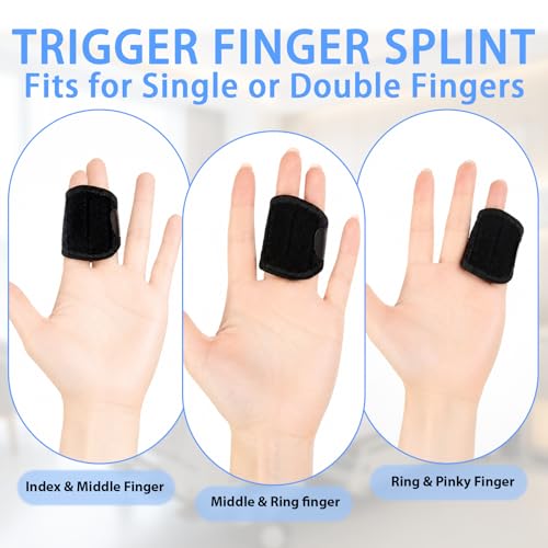 2 Pcs Trigger Finger Splint for Double Digits, Finger Brace Support Buddy Immobilizer for Middle, Index, Ring, Pinky, Joint Pain,Knuckle Brace for Arthritis, Tendonitis