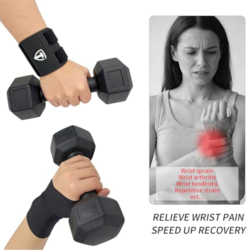 4 PCS Wrist Support Braces, 2 Pairs Adjustable Compression Wrist Wraps for Daily Use & Sports, Wrist Support for Pain Relief, Carpal Tunnel, Tendonitis, Sprains for Men Women