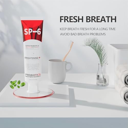 Sp-6 Probiotics Whitening Toothpaste, Sp-6 Ultra Whitening Toothpaste, Enhanced Formula with Enamel-Safe, Fluoride-Free, Fresh Breath Mint Flavor for Oral Health (3) 3