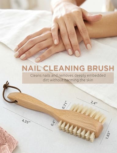 TAKAVU Nail Brush, Dual-Sided Boar Bristle for Fingernails & Toenails White Boar Bristle