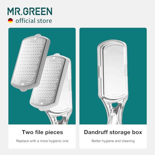 MR.GREEN Pedicure Tools Foot File Heels Rasps Callus Remover for Foot Scraper with Storage Box Stainless Steel File
