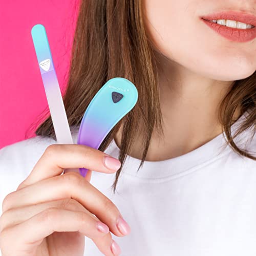 BONA FIDE BEAUTY Czech Ergonomic Glass Nail Files for Natural Nails Set and Glass Foot File Bundle