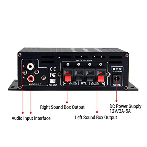 AK-380 Bluetooth 5.0 Home Audio Amplifier for Car Home Bar Garage MAX 350Wx2
