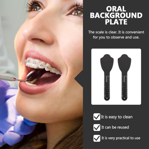 2 Pcs Dental Photography Board Intraoral Photo Contrast Board for Oral Photography Black Background for Clinic and Home Use Smooth Edges 8.66 X 2.75 X 0.23 in